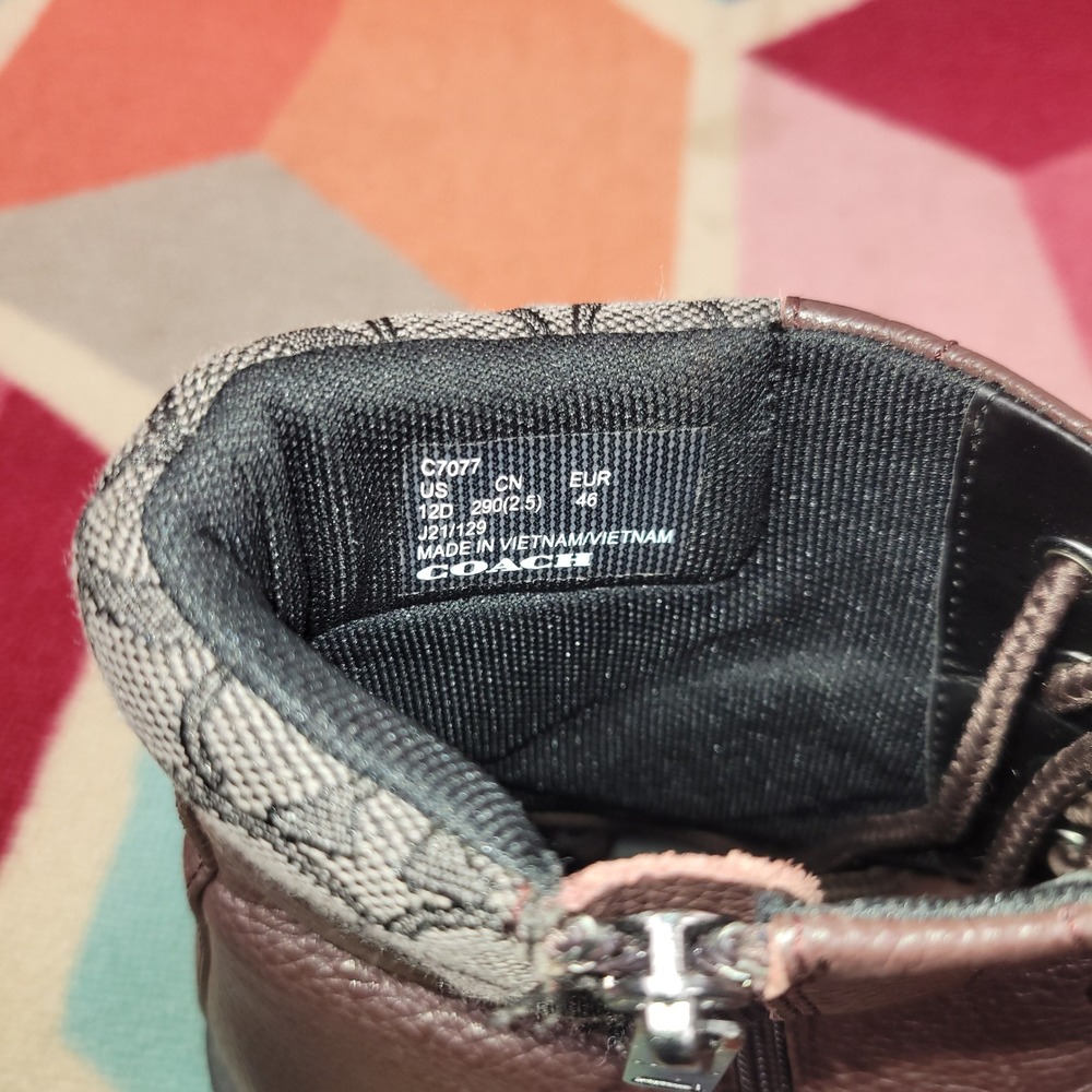 Coach Mens City Sole Boots Brown Signature Jacquard‎ Lug Sole Zipper Size 12 D - Picture 8 of 10